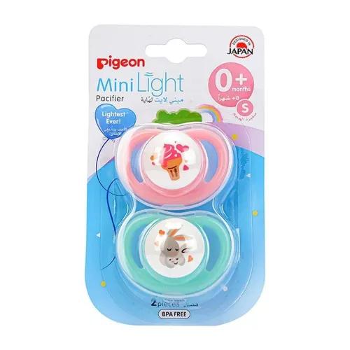 Pigeon Mini Light Small Blue & Green Pacifiers (0+ Months) - BPA free 2 per pack