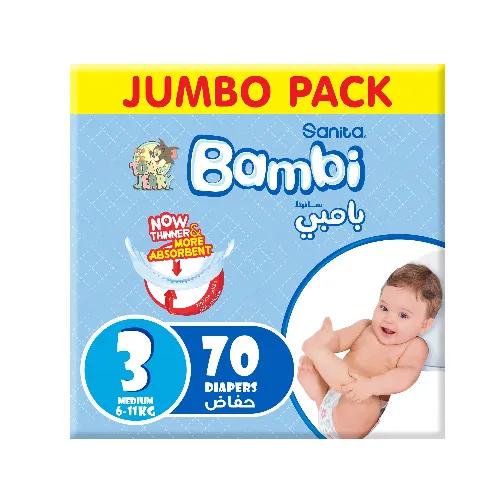 Sanita Bambi Tom & Jerry Medium Baby Diapers Size 3 (5-9 kg) 70 per pack