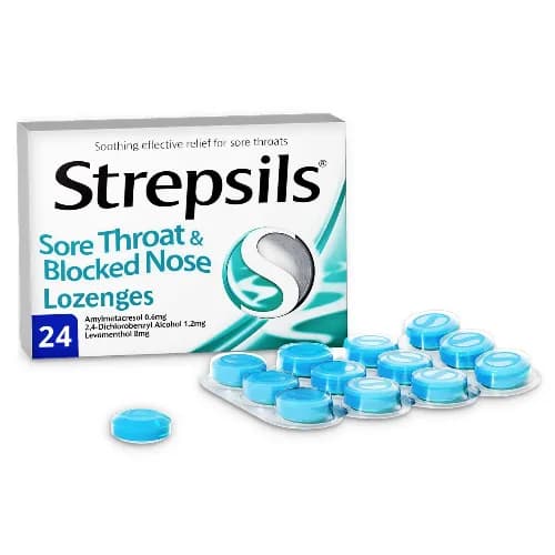 Strepsils Soothing Lozenges Menthol Flavor for Sore Throat & Blocked Nose 24 per pack