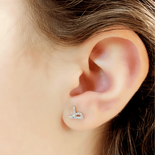 Sterling Silver Letter Earring  ط