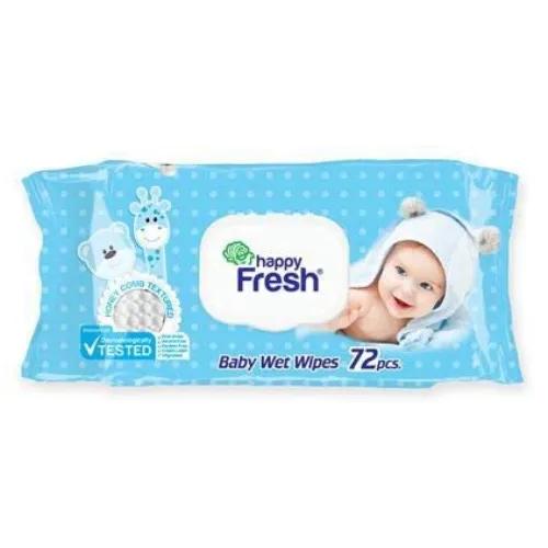 Happy Fresh Blue Baby Wet Wipes Alcohol Free, Paraben Free 72 Tissues