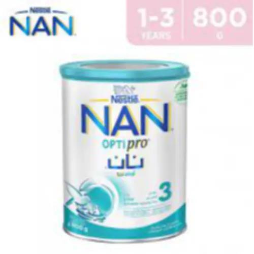 Nan optipro growing up milk formula with 2-fl and bl probiotic stage 3 (1-3 years) 800 gr