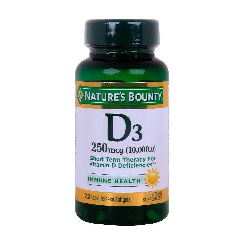 Nature's Bounty Vitamin D3 250mcg 72 Pieces