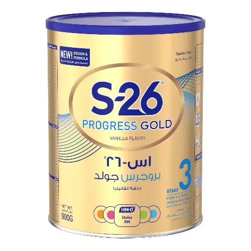 S-26 Progress Gold Growing Up Milk Formula Vanilla Flavor Stage 3 (1-3 Years) 900 gr