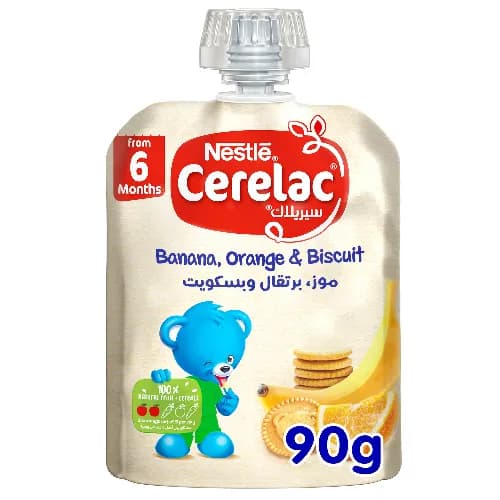 Nestle Cerelac Fruits Puree Pouch Banana Orange Biscuit 90g