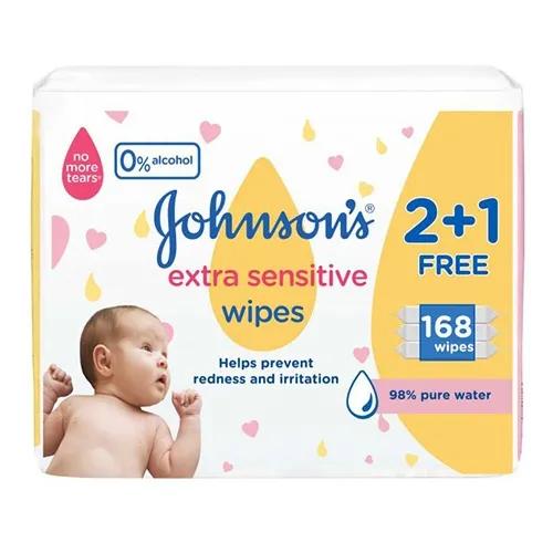 Johnson's Extra Sensitive Wipes 168 Wipes