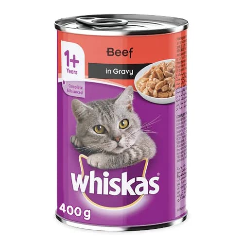 Whiskas Wet Food with Beef in Gravy for Adult Cats (1+ Years) 400 gr