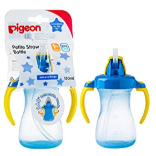 Pigeon Tall Blue & Yellow 300ml Straw Bottle (9+ Months) - BPA free 1 pcs