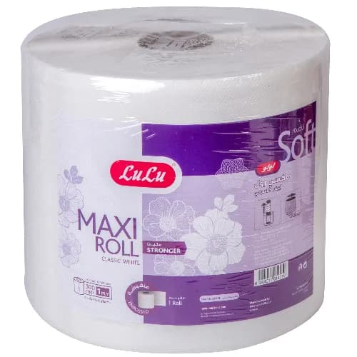 Lulu Embossed Classic White Soft Maxi Roll 1Ply 300m 1 Piece