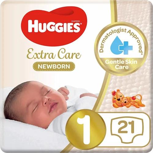 Huggies Extra Care New Born Baby Diapers Size 1 Up To 5kg 21 Per Pack