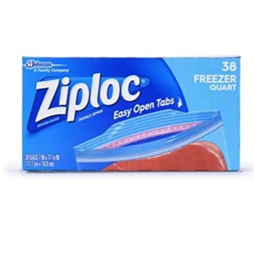 Ziploc Quart Zipper Easy Open Freezer Bags (17.7x18.8cm) 38 per pack