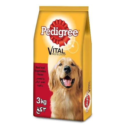 Pedigree Vital Protection Dry Food with Beef & Vegetables for Adult Dogs 3 kg