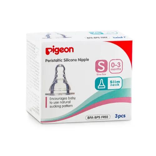 Pigeon Peristaltic Slim Neck Silicone Nipple Slow Flow (0-3 Months) - BPA free, BPS free 1 pcs