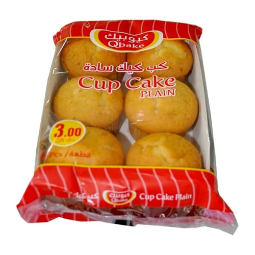 Qbake Plain Cup Cakes 6 per pack