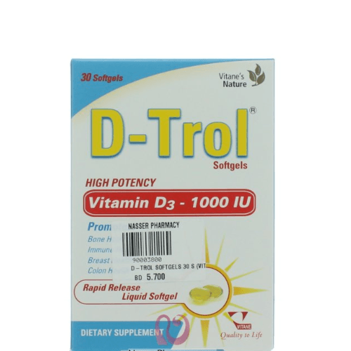 D-Trol Vit D3 1000 Iu 30 Softgels