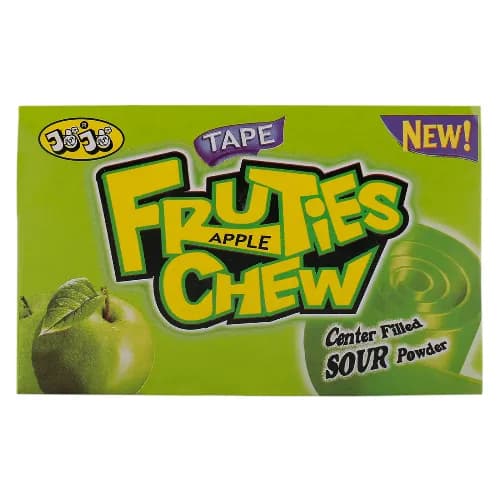 Jojo Fruties Chew Tape Candy Filled With Sour Powder Apple Flavor 12g