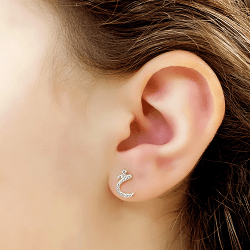 Sterling Silver Letter Earring  خ