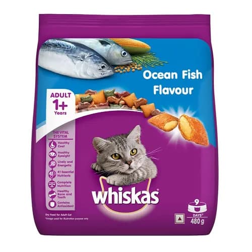 Whiskas Dry Food with Ocean Fish for Adult Cats (1+ Years) 480 gr