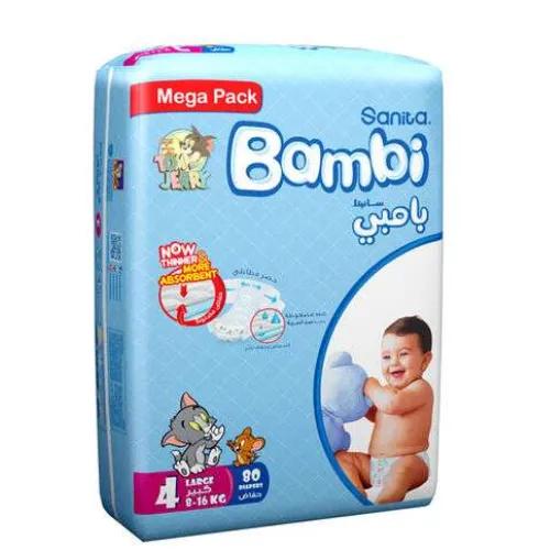 Sanita Bambi Large Baby Diapers Size 4 (8-16kg) 80 per pack