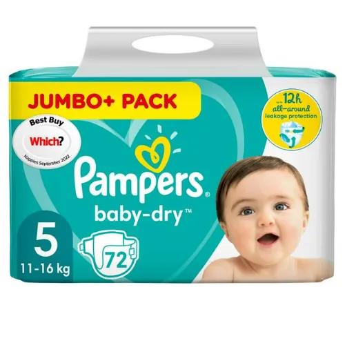 Pampers Baby Dry Diapers Size 5 (11-16kg) 72 per pack