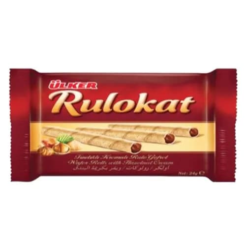 Ulker Rulokat Wafer Rolls Filled with Hazelnut Cream 24 gr