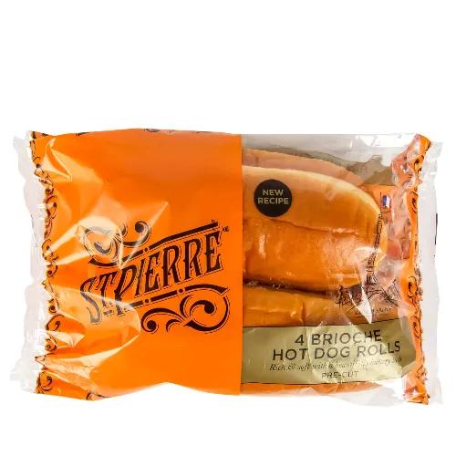 St Pierre Brioche Hot Dog Rolls 4 Pcs