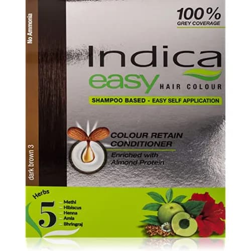 Indica Hair Color With Almond Protein & Herbal Extracts Dark Brown 3 - Ammonia Free 1 Pack