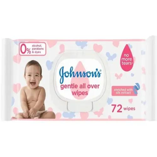 Johnson's Gentle All Over Baby Wipes Enriched With Silk Extract 2 + 1 Free Alcohol Free, Paraben Free, Dye Free 3 x 72 Tissues