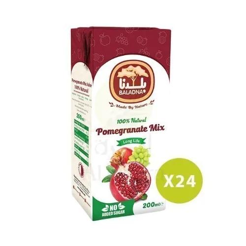 Baladna Long Life Juice Pomegranate Mix 200MLX24