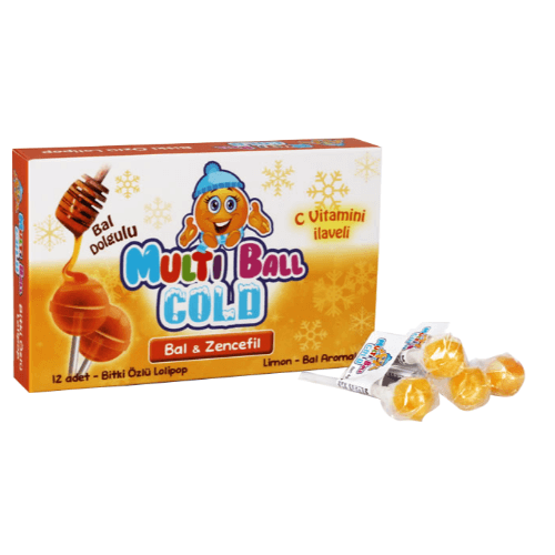 Multiball Cold Lollipops Ginger And Honey 12 Pieces