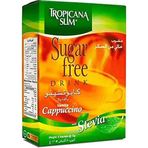 Tropicana Slim Vanilla Cappuccino Drink Sachets with Stevia - sugar free 8 x 12 gr per pack