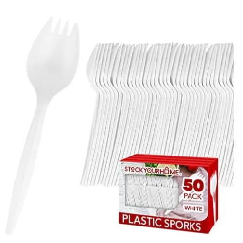 White Disposable Plastic Forks 50 per pack