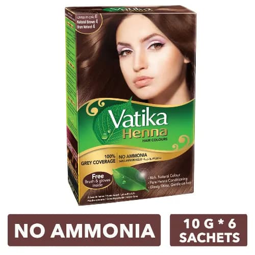 Vatika Henna Hair Color Natural Brown No.4- No Ammonia 1 pack