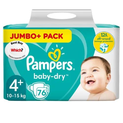 Pampers Baby Dry Diapers Size 4 (10-15 kg) 76 per pack