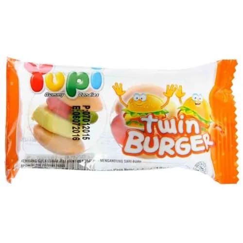 Yupi Twin Burger Gummy Candy 16 gr