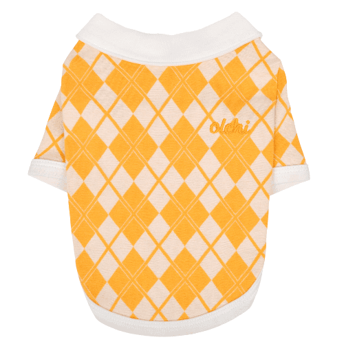 Olchi Argyle Polo T-Shirt / Yellow Extra Large