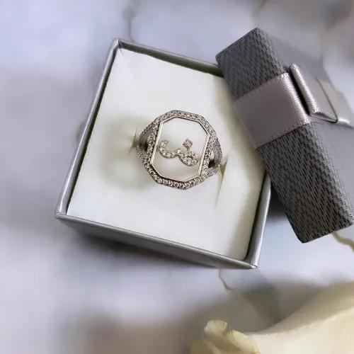 Sterling Silver Letter Ring (Adjustable size) ض