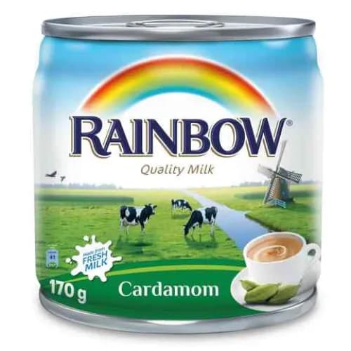 Rainbow Full Cream Evaporated Milk Cardamom Flavor - no added sugar, no added preservatives 160 ml