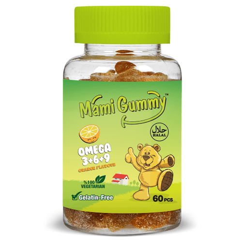 "Mami Gummy Pectin Gummy Bears Omega 3+6+9  60 Pieces (Orange Flavor)