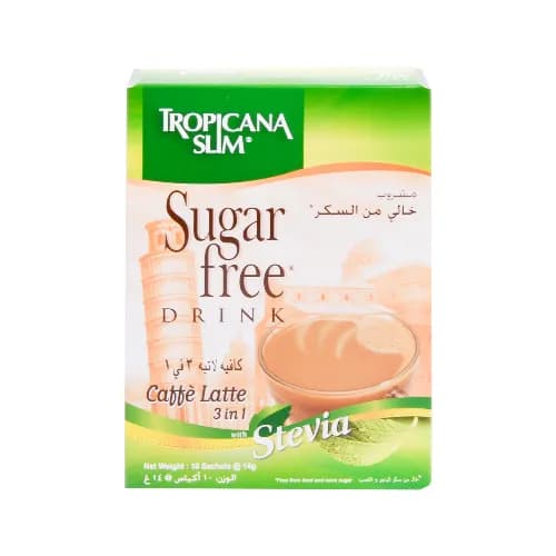 Tropicana Slim Sugar Free Drink 3 In 1 Caffe Latte 10 x 14g