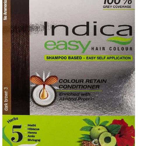 Indica Hair Color With Almond Protein & Herbal Extracts Dark Brown 3 - Ammonia Free 32.5ml