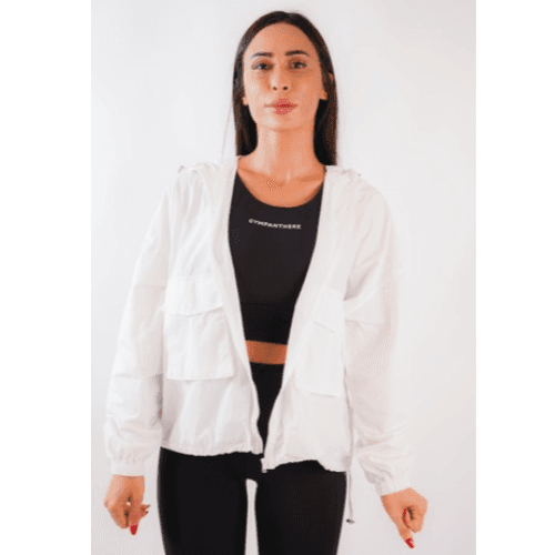 Gympanthere Sustainable Active Wear Track Jacket White Color