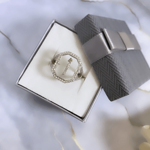 Sterling Silver Letter Ring (Adjustable size) أ