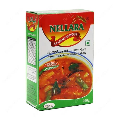 Nellara Sambar Powder - preservatives free, artificial flavors free, artificial colors free 200 gr