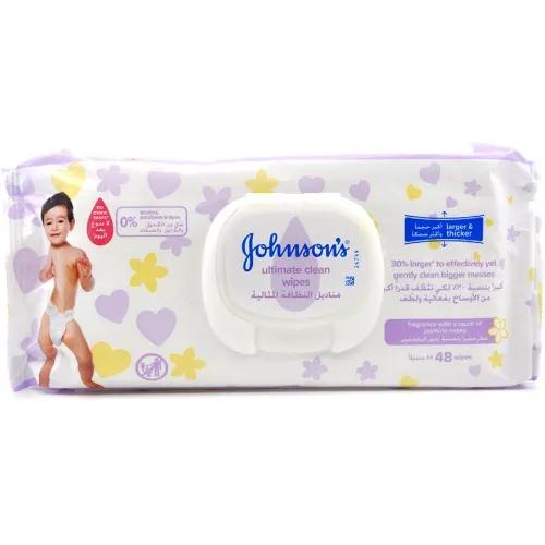 Johnson's Ultimate Clean Wipes Jasmine Scent - Alcohol Free, Paraben Free, Dye Free 48 Tissues