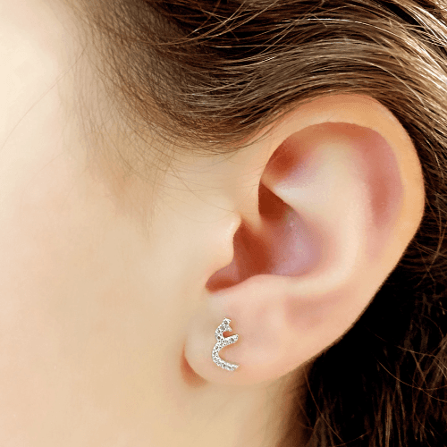 Sterling Silver Letter Earring  غ