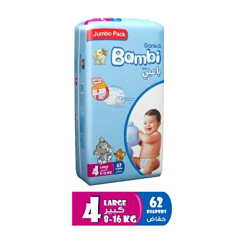 Sanita Bambi Large Baby Diapers Size 4 (8-16kg) 62 per pack