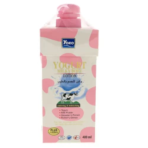 Yoko Yoghurt Milky Body Lotion with Milk Protein, Yogurt, Strawberry & Mulberry Extracts for Whitening & Moisturizing 400 ml