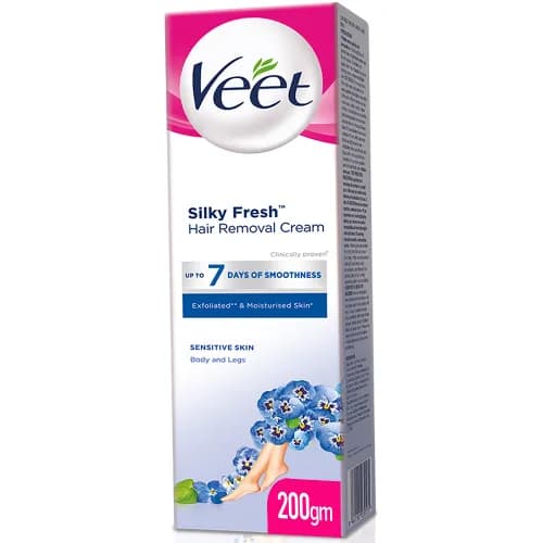 Veet Silky Fresh Hair Removal Cream Violet Blossom Scent with Aloe Vera for Sensitive Skin 100 gr