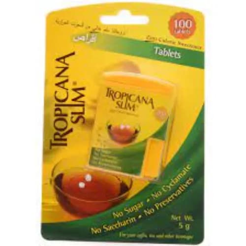 Tropicana Slim Zero Calorie Sweetener (100 Tablets) - sugar free, saccharin free, preservative free 5 gr